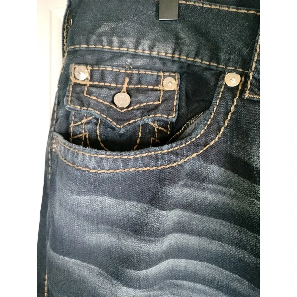 NWT True Religion Straight Flap Big T Jeans Men 42x32 (33) Moonlight Marble